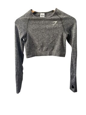 Gymshark Grey Seamless Vital Cropped Size Medium Long-Sleeve Workout Top